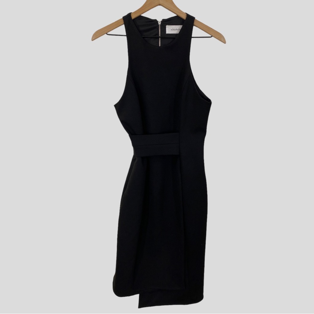N/Nicholas Black Asymmetrical Layered Band Dress US size 6